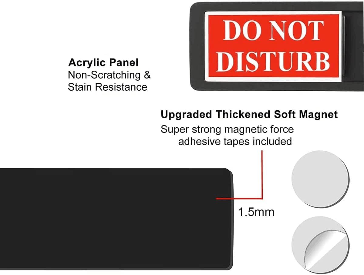 Do Not Disturb Sign & Please Knock Sign – Non-Scratch Magnetic Door Hanger for Hotels, Offices, Bedrooms – Durable Acrylic (Black)