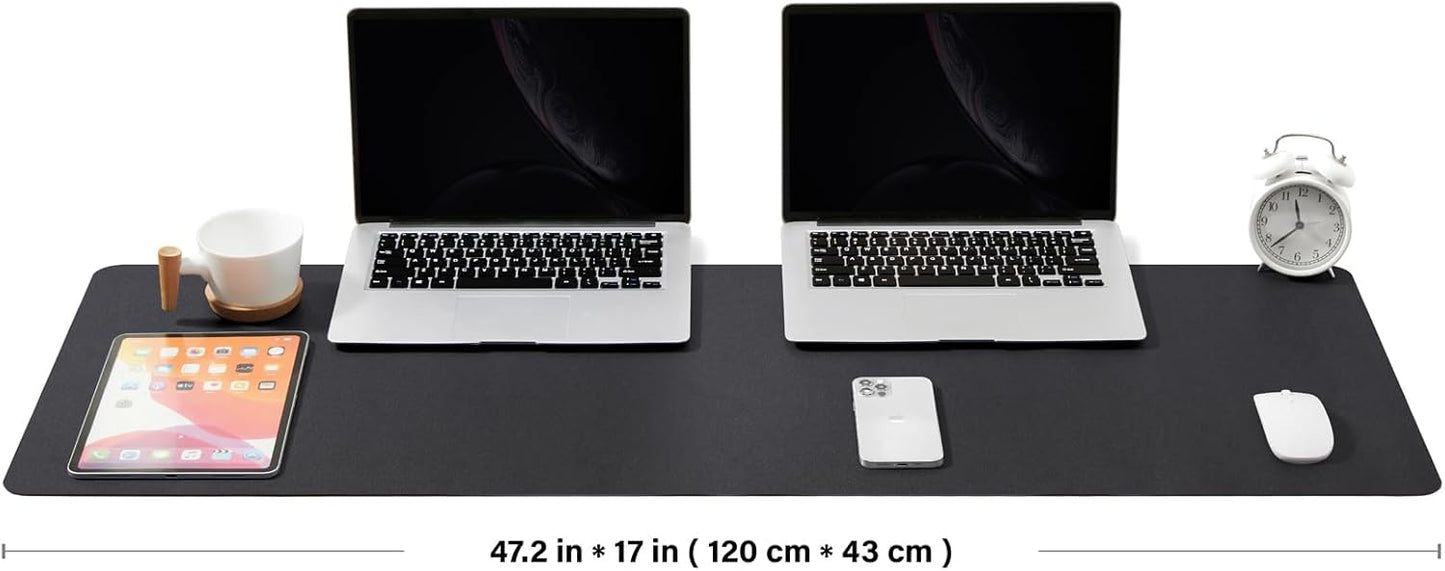 Large Desk Mat - 47.2"x 17" Non-Slip PU Desk Pad for Office and Home - Ideal for Large Mouse Pad and Desk Mats on Top of Desks(Black)