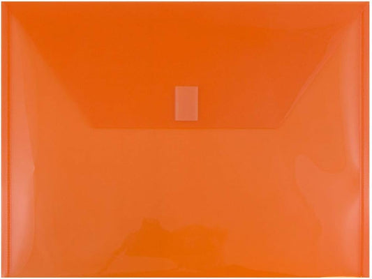 JAM PAPER Plastic Envelopes with Hook & Loop Closure - Letter Booklet - 9 3/4 x 13 - Orange - 12/Pack