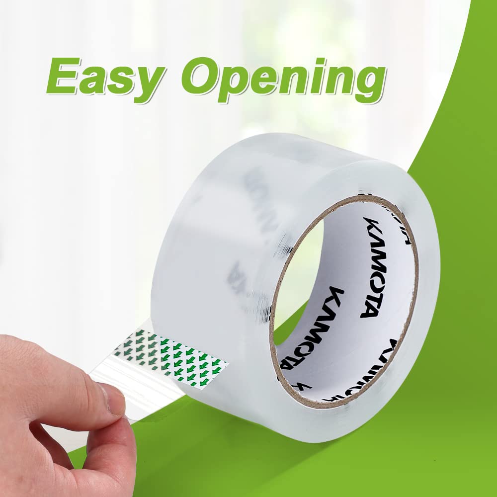 KAMOTA Packing Tape, 24 Rolls Heavy Duty Clear Packaging Tape for Shipping Packaging Moving Sealing, 1.88 inches Wide, 65 Yards Per Roll, Total 1560 Yards with 4 Dispensers