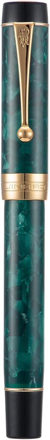 Jinhao 100 Fountain Pen Celluloid Classic Style, #6 Nib Smooth Writing Instrument with Refillable Converter and Pen Case Set