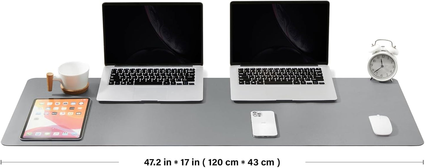 Large Desk Mat - 47.2"x 17" Non-Slip PU Desk Pad for Office and Home - Ideal for Large Mouse Pad and Desk Mats on Top of Desks(Dark Gray)