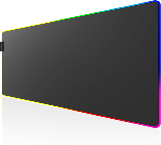 KTRIO RGB Large Gaming Mouse Pad with Stitched Edges, LED Extended Mousepad with Superior Micro-Weave Cloth, Non-Slip Base, Water Resist Keyboard Pad, Desk Pad for Gamer, Office & Home, 35.4 x 15.7 in