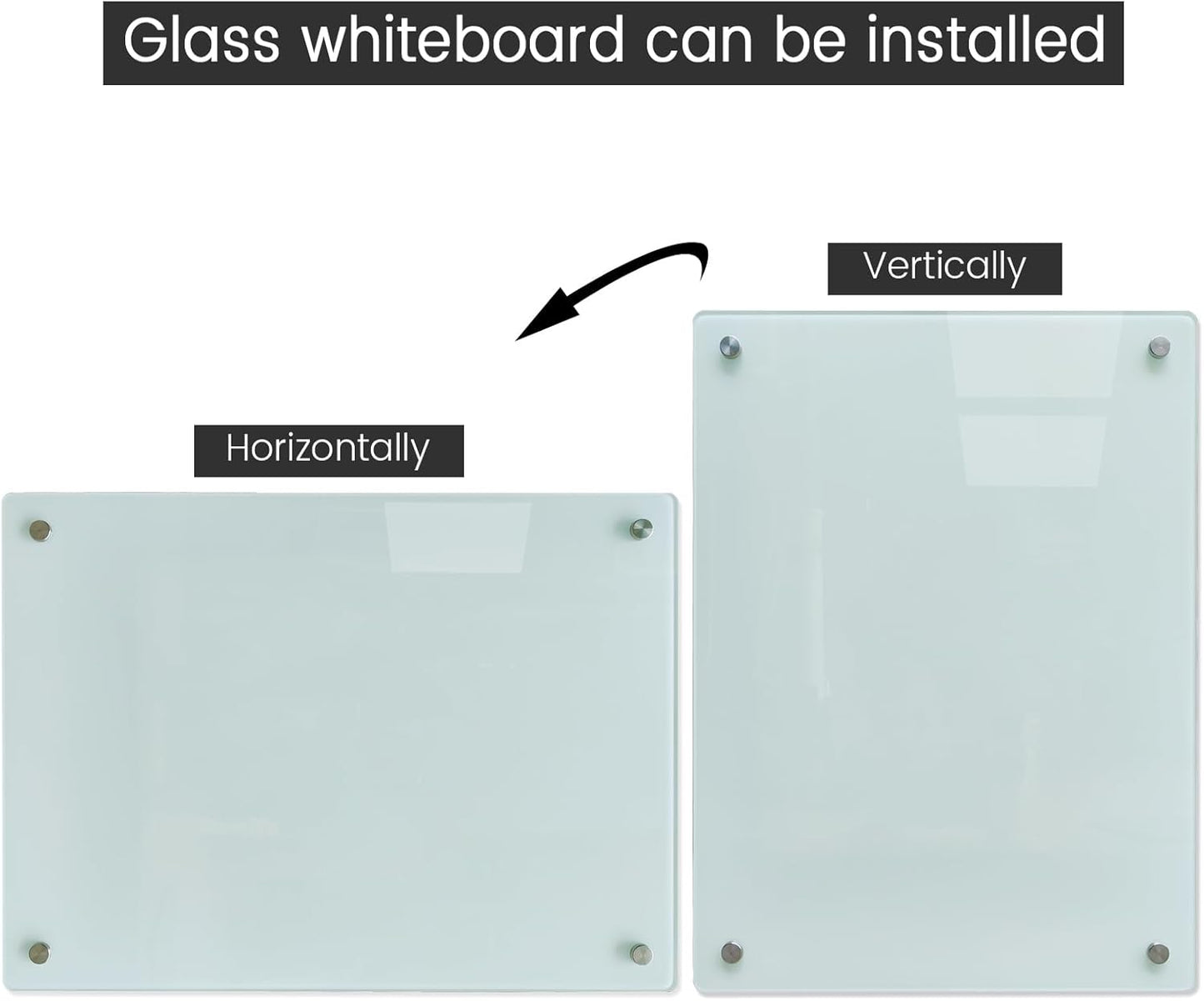 Magnetic Glass Writeboard 40"x60" Premium Tempered Dry Erase Boards Wall Mounted Frameless Whiteboard Bulletin Message Boards (White)