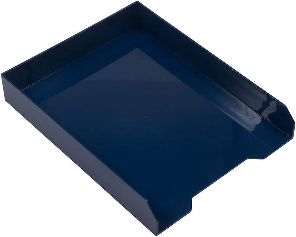 JAM PAPER Stackable Paper Trays - Navy Blue - Desktop Document, Letter, & File Organizer Tray - 2/Pack