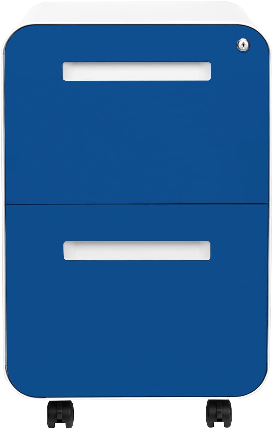 Laura Davidson Furniture Stockpile 2 Drawer Mobile File Cabinet with Lock - Under Desk Metal Filing Cabinet, Legal/Letter File Folders, Wheels and Stationary Feet, Pre-Assembled, Blue Faceplate