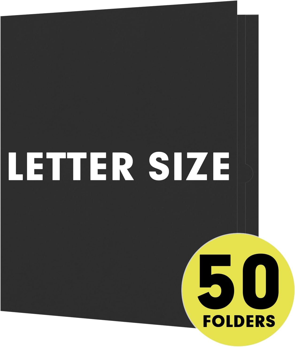 Two Pocket Folders, RAZCC 50 Pack 2 Pocket Folders Fit Letter Size Paper, Paper Folders with Pockets for School Office Business Home, Black