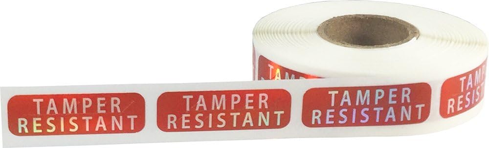 Tamper-Resistant Metallic Labels, 0.5 x 1.5 Inch 500 Total Tamper Stickers - Tamper Proof Stickers, Ideal for Food Delivery, Food Packaging, Envelope Seals, Product Protection