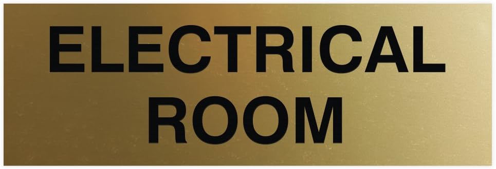 All Quality Basic Electrical Room Door/Wall Sign | Durable Construction | Building Safety - Brushed Gold - Large (1 Pack)