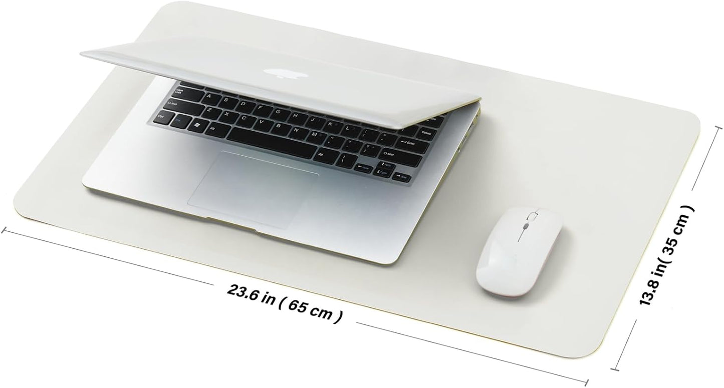 Leather Desk Mat - Small Non-Slip PU Desk Pad for Office and Home - Desk Organization and Accessories - Ideal for Large Mouse Pad and Small Desk Mats on Top of Desks (White,23.6"x 13.8")