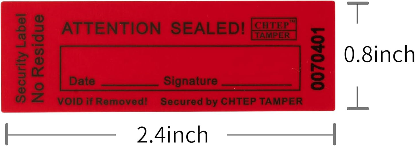 ChtepTamper 100 Pieces No Transfer Tamper-Evident Stickers Security Labels Great for Goods Shipping,Exchange of Agency Files, Privacy Protection or More(Serial Number 0.8 * 2.4inches Red)