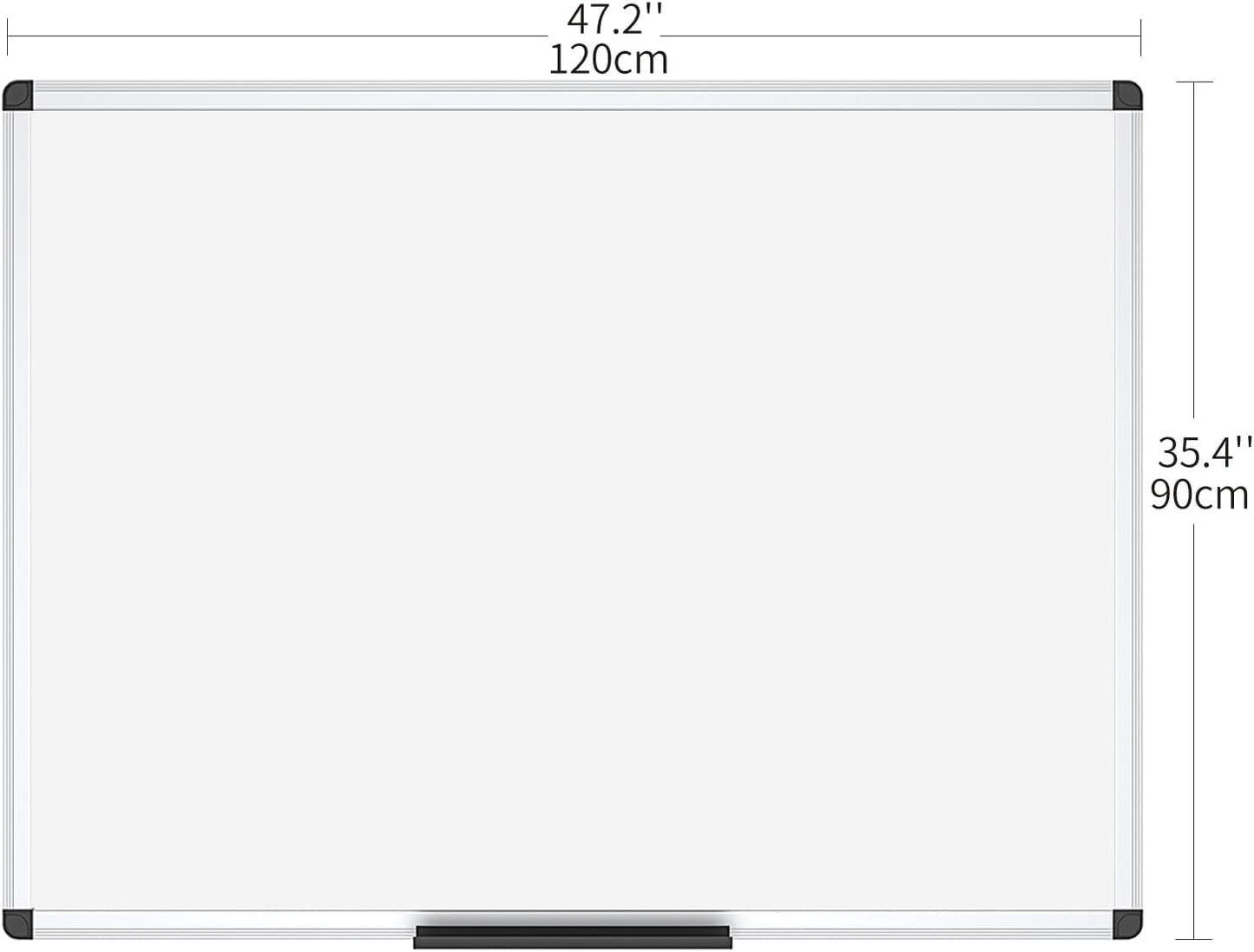 VIZ-PRO Magnetic Whiteboard/Dry Erase Board, 48 X 36 Inches, Silver Aluminium Frame