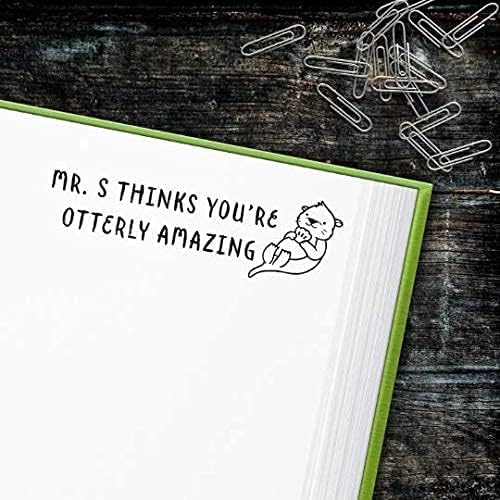 Custom Self-Inking Teacher Stamps - 49 Stamp Designs | Fun Phrases | Large Classroom & Library Book Stamps (Otterly Amazing)