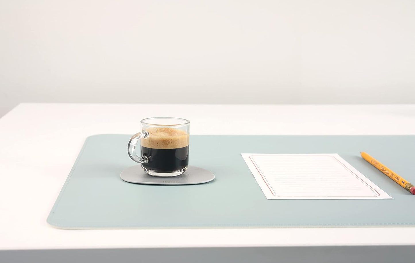 DeskPaw Dual-Sided Leather Desk Pad,Blotter for Laptop Computer,Mouse Pad,Writing,Drawing,Arts and Craft Mat (Blue/Silver, 17" x35”)