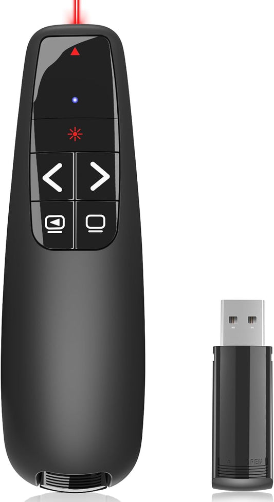 Presentation Clickers for PowerPoint, Clicker for Laptop Presentations Remote, USB Wireless Presenter Remote, Power Point Remote Clicker for Computer/Mac/PPT/Google Slide Advancer