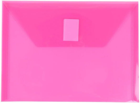 JAM PAPER Plastic Envelopes with Hook & Loop Closure - Index - 5 1/2 x 7 1/2 - Fuchsia Pink - 12/Pack