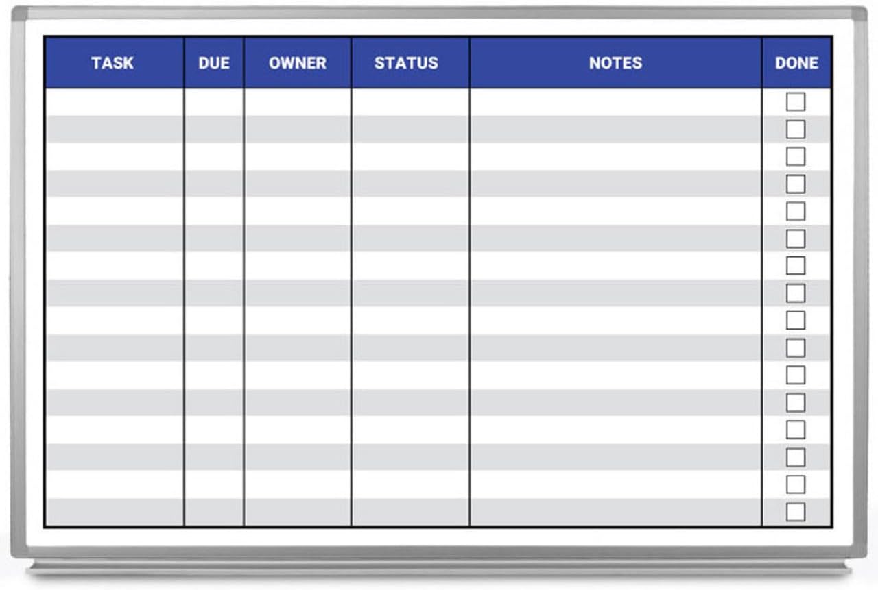 Task List Whiteboard 36" x 24"