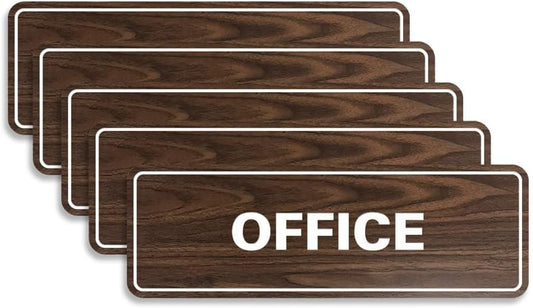 Signs ByLITA Standard Office Sign - Professional Business Signage - Easy to Install (Walnut) - Small 5 Pack