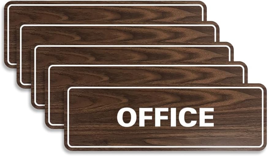 Signs ByLITA Standard Office Sign - Professional Business Signage - Easy to Install (Walnut) - Medium 5 Pack