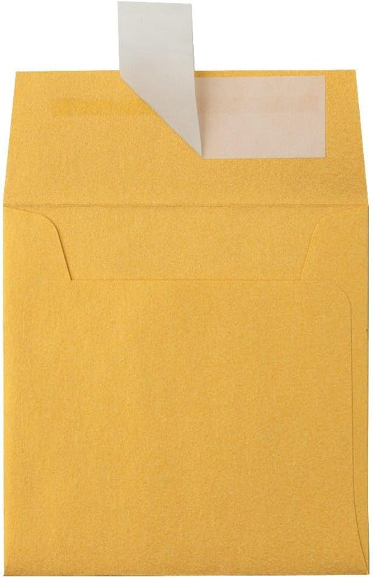 LUXPaper Square Invitation Envelopes | Peel & Press | 3 1/4" x 3 1/4" | Gold Metallic | 80lb. Text | 50 Qty
