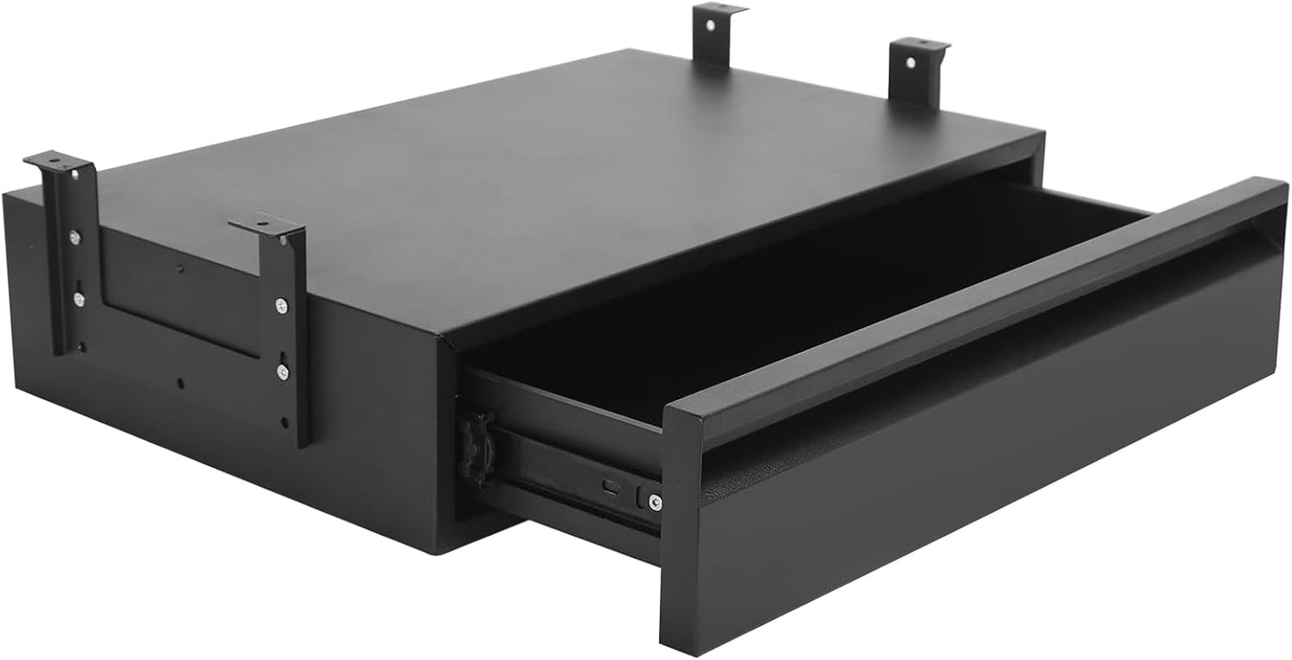 Under Desk Drawer For Desk 18 in,Adjustable Height, Pull out Storage Organizer with Slide Extension Mounted Under Flat Wooden Table or Workbench, Carbon Steel Hidden Desk Drawer