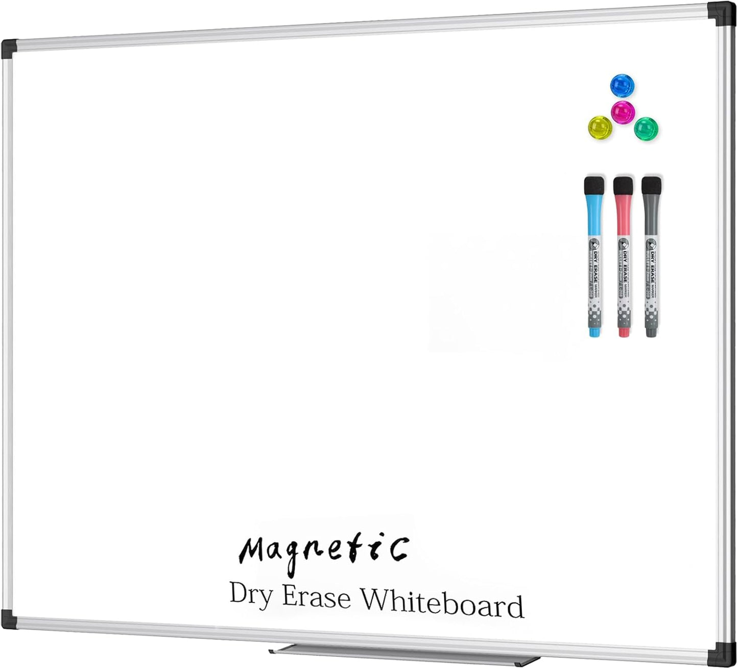XBoard Magnetic Dry Erase Whiteboard 48 x 36 Inch, 4' x 3' Premium White Board for Wall with Marker Tray, Silver Aluminum Frame Presentation Board for Home Office Classroom