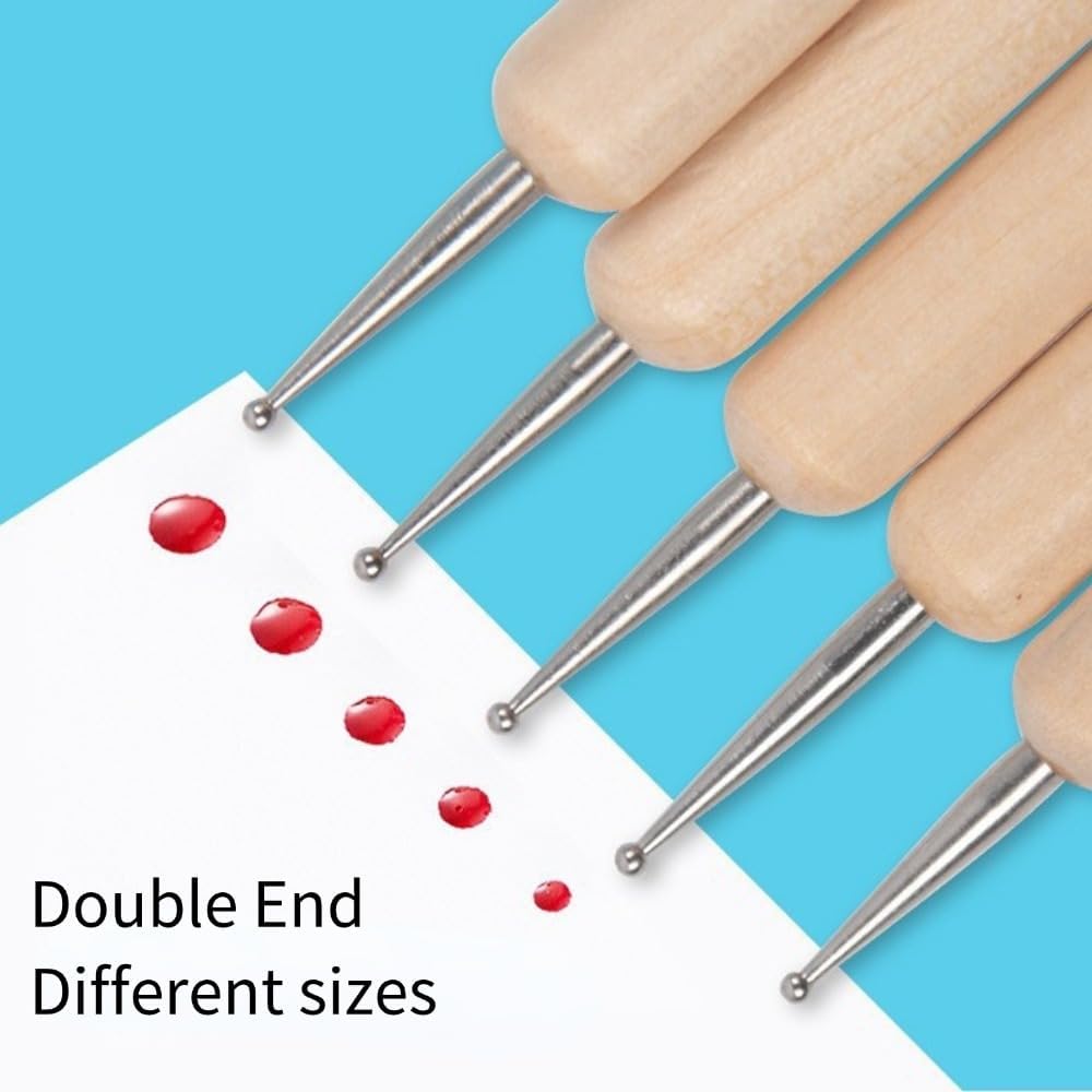 Walfront 5Pcs Double End Embossing Set Stainless Steel Ball Tip Tracing Dotting for DIY Painting Engraving Shaping