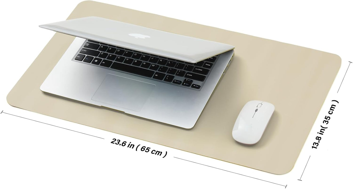 Leather Desk Mat - Small Non-Slip PU Desk Pad for Office and Home - Desk Organization and Accessories - Ideal for Large Mouse Pad and Small Desk Mats on Top of Desks (Beige,23.6"x 13.8")