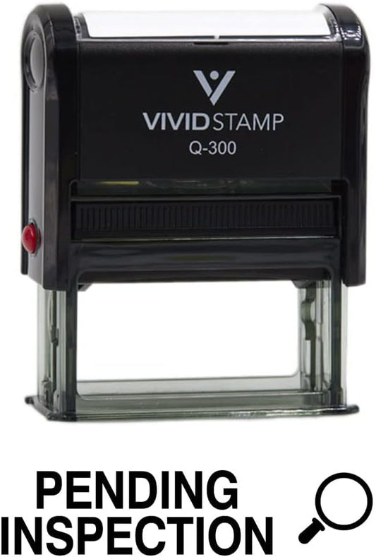 Vivid Stamp Pending Inspection Business Self-Inking Rubber Stamps (Black Ink) - Q-400 (2 Pack)