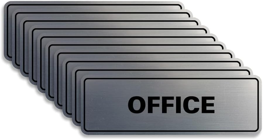 Signs ByLITA Standard Office Sign - Professional Business Signage - Easy to Install (Brushed Silver) - Medium 10 Pack