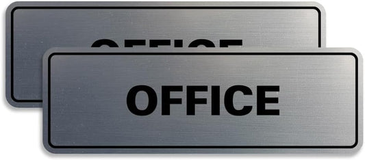 Signs ByLITA Standard Office Sign - Professional Business Signage - Easy to Install (Brushed Silver) - Small 2 Pack