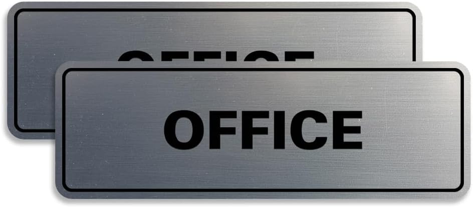 Signs ByLITA Standard Office Sign - Professional Business Signage - Easy to Install (Brushed Silver) - Large2 Pack
