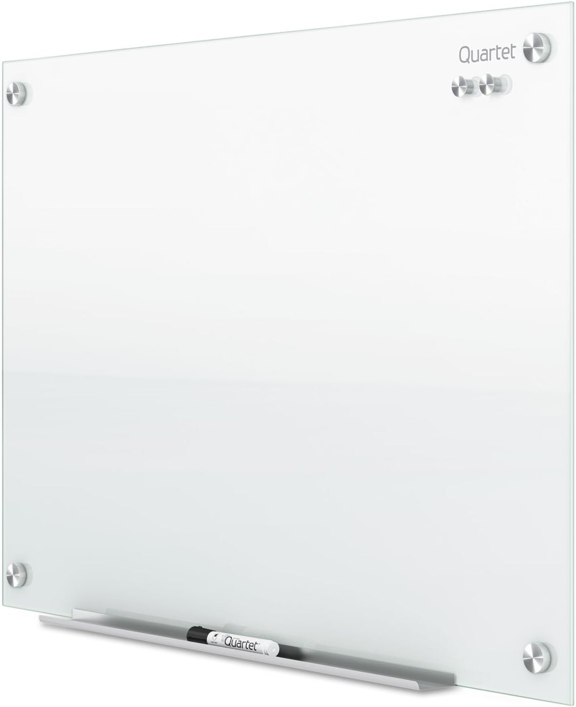 Quartet Magnetic Glass Dry Erase White Board, 24''W x 18''H Whiteboard, Infinity Frameless Mounting, White Surface (G2418W)