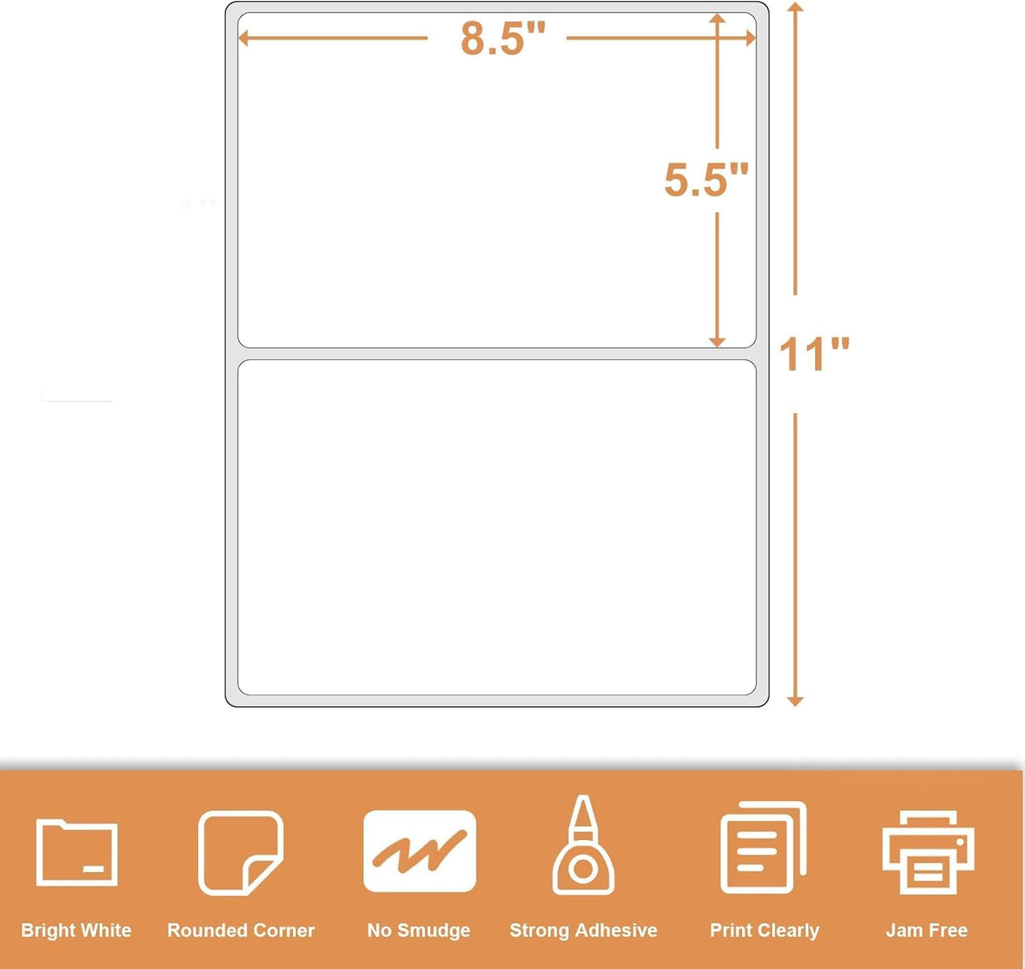Round Corner Half Sheet 8.5" x5.5" Mailing Labels Matte Blank White Self Adhesive Shipping Label for Laser and Ink Jet Printers 80 Labels (40 Sheets)