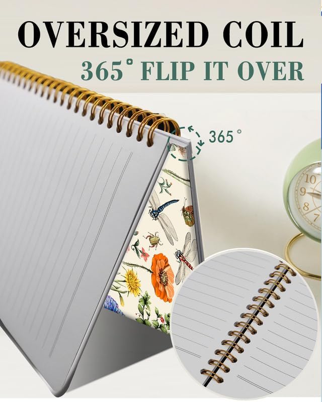 Spiral Journal Notebook,A5 Hardcover Lined Journals for Women Girl 6 x 8.3 in,120 Pages Thick Paper,Cute College Ruled Writing Notebook for Gifts Office Work School(Summer Flower Dragonfly)