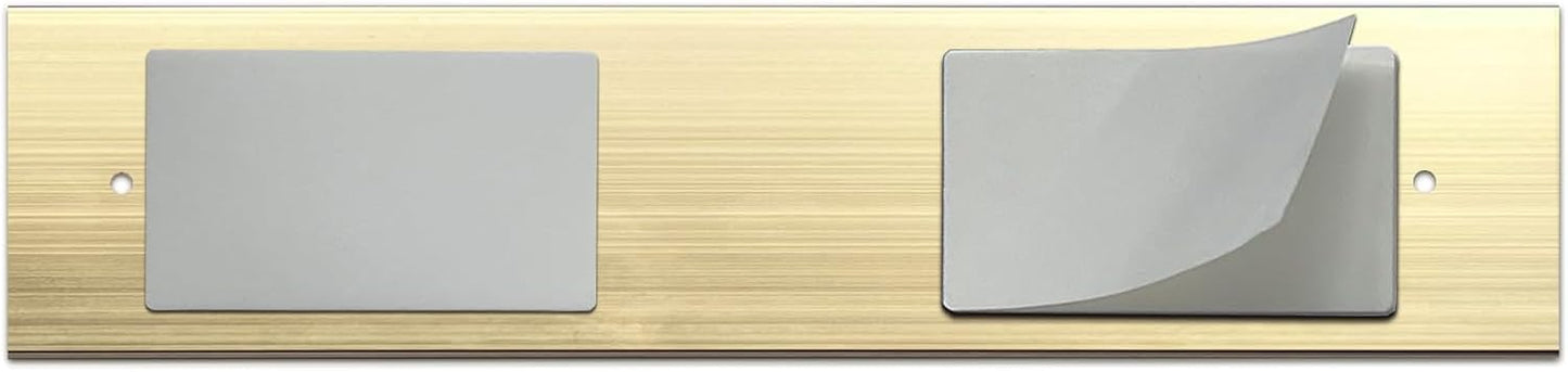 10 Pack Aluminum Name Plate Holders for Door or Wall, 2” x 8” Office Wall Mount Name Plate Holder with Textured Design and Double Sided Tape, for Office, Business, Meeting Room (Gold)