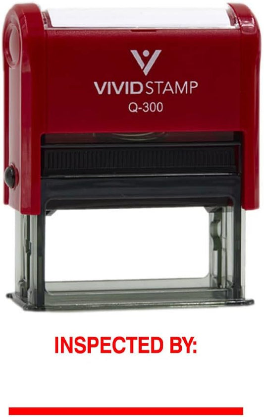 Vivid Stamp Inspected by____ Business Self-Inking Rubber Stamps (Red Ink) - Q-400
