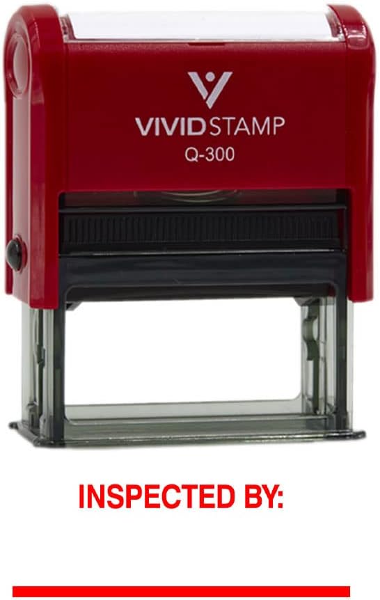 Vivid Stamp Inspected by____ Business Self-Inking Rubber Stamps (Red Ink) - Q-300