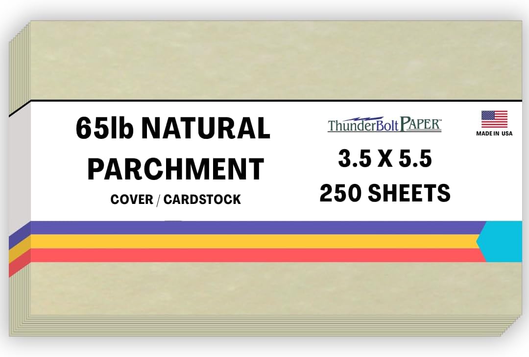 250 Natural Parchment 65lb Cover Paper Sheets 3.5 X 5.5 Inches Cardstock Weight Colored Sheets 3.5" X 5.5" USPS Standard Postcard Card Size