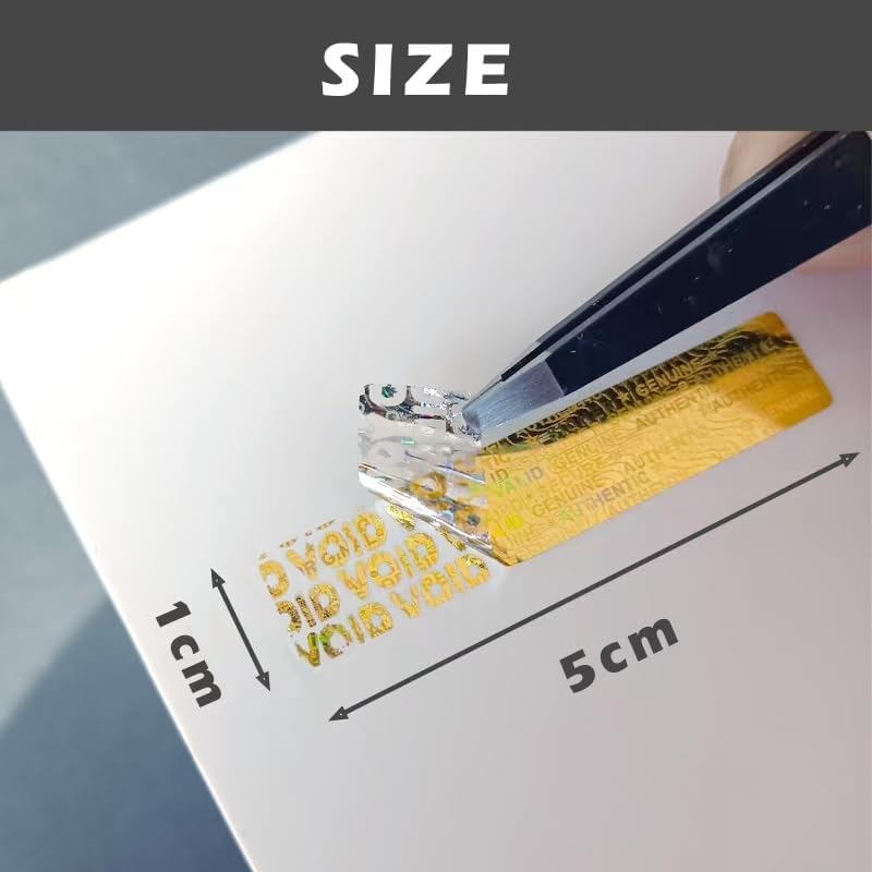 2x0.4inch Holographic Warranty Void Labels, Tamper Proof Evident Sticker, Genuine Authentic Security Seal（320，Gold