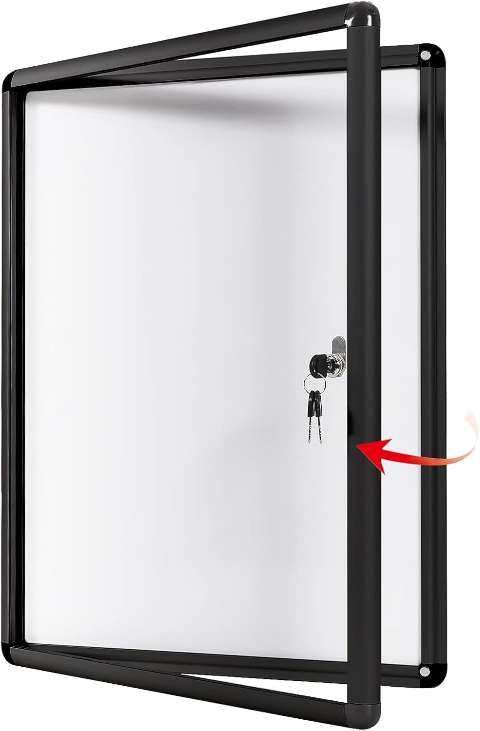 SWANCROWN Enclosed Notice Board Magnetic Bulletin Boards for Office with Locking Door,Black Frame, 26x20inch(4XA4