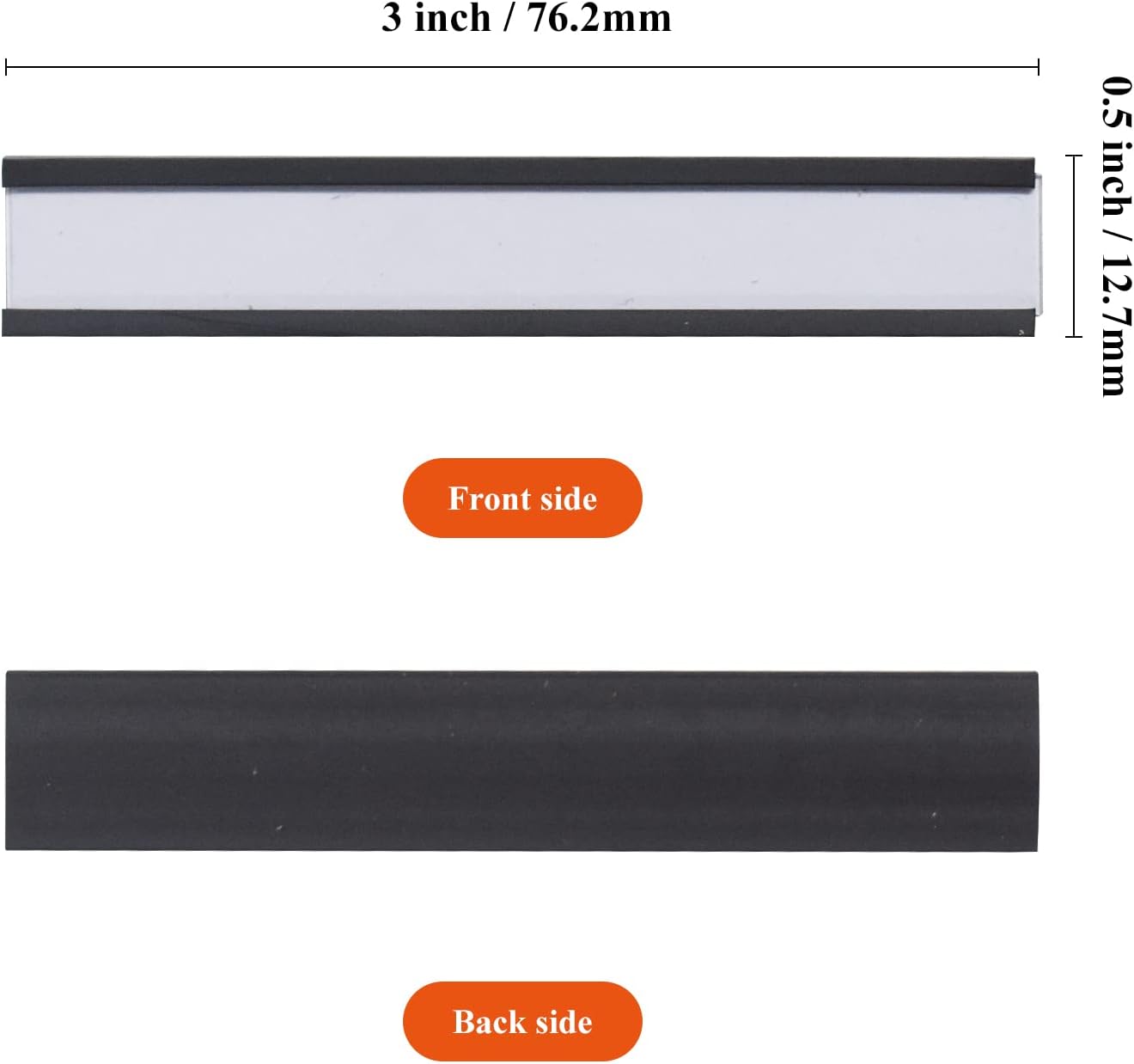 C Channel Magentic Label Holders 0.5x3 Inch with Paper Inserts and Clear Plastic Protectors,Magnetic Data Card Holders File Cabinet Labels,Pack of 50