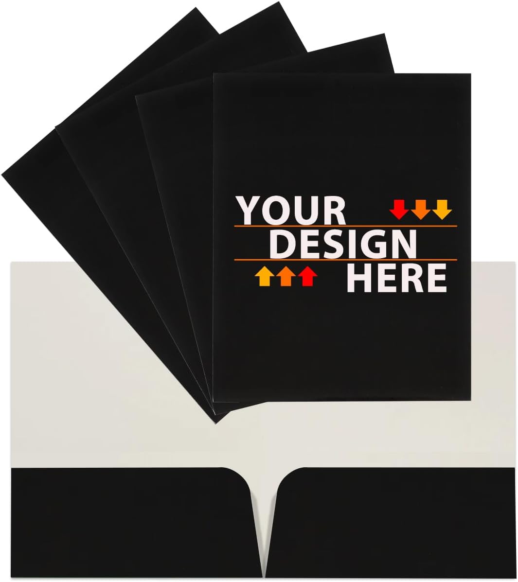 JAM PAPER Custom Printed Semi-Gloss Folders with Round Corner Pockets - Personalized Logo & Text - 10 pt C2S - Black - 250/Pack