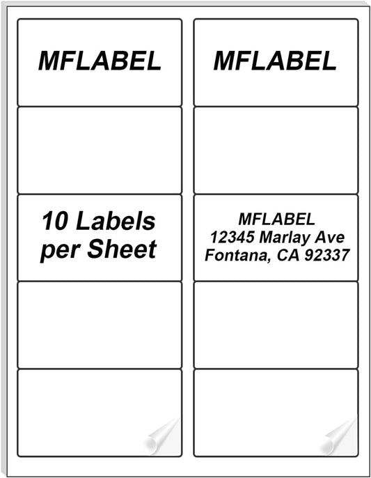 MFLABEL 2x4 Shipping Labels - 25 Sheets (250 Labels) for Laser & Inkjet Printers, 10-UP FBA Address Stickers, Matte White Self-Adhesive Mailing Labels for Packages, Boxes, envelopes