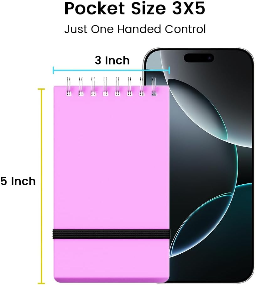 BEYONG Small Pocket Notebook Journal, Mini Notepad Spiral Notebooks for Work School (Purple, 3x5)