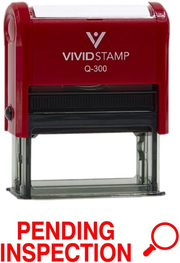Vivid Stamp Pending Inspection Business Self-Inking Rubber Stamps (Red Ink) - Q-300 (2 Pack)