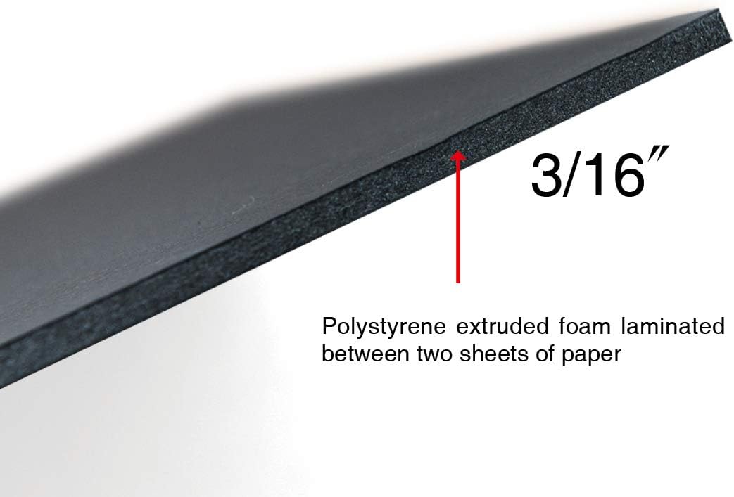 Union Premium Black Foam Board 24 x 36 x3/16" 10-Pack : Matte Finish High-Density Professional Use, Perfect for Presentations, Signboards, Arts and Crafts, Framing, Display (Black, 24 x 36 x 3/16")