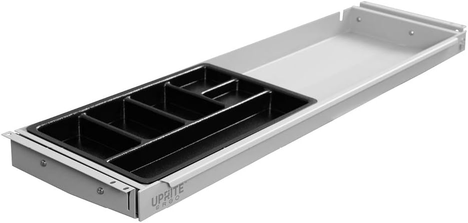 Perfect Posture Under Desk Storage Drawer With Lock – Slim Pen & Pencil Drawer for Regular & Sit-Stand Standing Desks, White (33” x 9.5”)