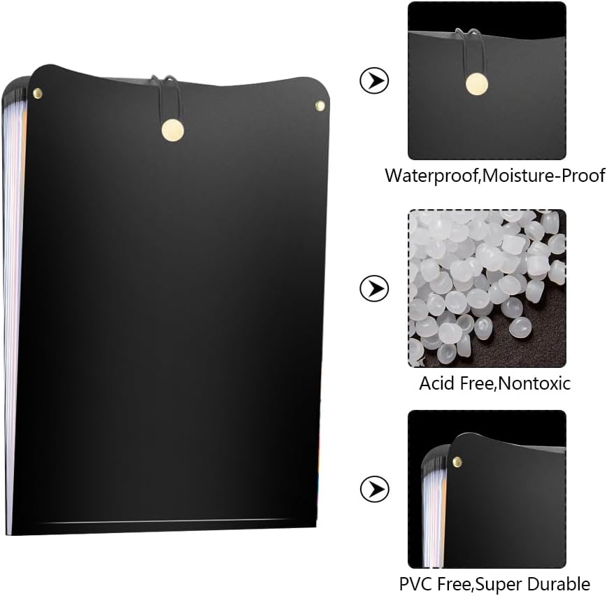 Vertical File Folder Expanding Accordion Folder with 13 Pockets Multi Pocket File Organizer Letter Size for Easy Backpack Access(2 Pack Inner Colorful)