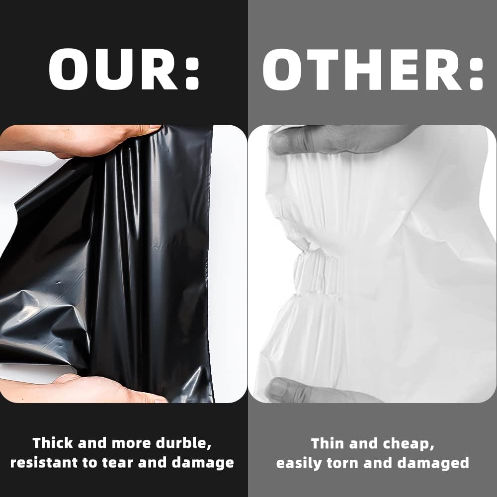 POLYSELLS 25 pcs 24x24 Inches Black Poly Mailers Shipping Envelopes, Strong Adhesive Sealing, Waterproof, and Tear-resistant Postal Mailing Bags for Clothing, Books, and Accessories